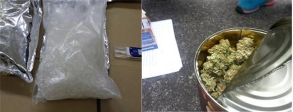 지난해 관세청이 적발한 메트암페타민(좌), 대마(우) 모습. <사진제공=관세청>