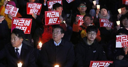 촛불집회에 참석한 박원순 서울시장 / 연합뉴스