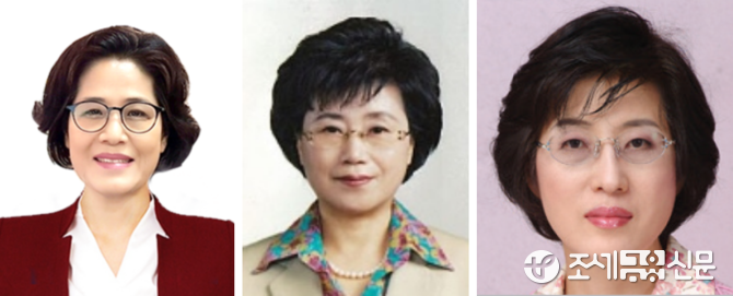 여성세무사회 회장 후보 기호 1번 고경희 후보, 기호 2번 김종숙 후보, 기호 3번 이찬희 후보 (좌측부터)