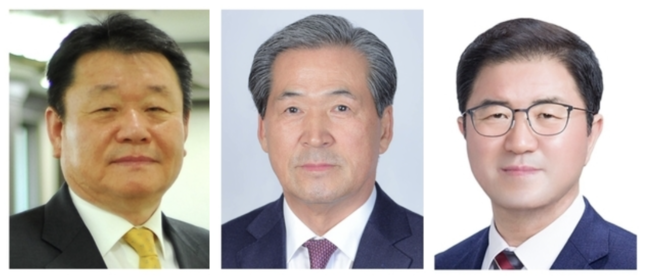 왼쪽부터 이석홍 현 중앙주류회장, 곽일곤 경남울산주류협회장, 조영조 서울주류협회장.