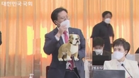[포토뉴스] 국토위 국감, ‘대장동’ 빗댄 불독인형 등장으로 10분만에 중지