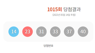제 1015회 로또 1등 당첨번호 '14·23·31·33·37·40·'··보너스 번호 '44'