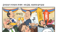 [조세금융만평] 4대 금융, 이자장사 '초대박'...'실적잔치' 제동