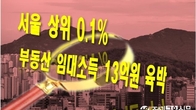 서울 상위 0.1% 부동산 임대소득 13억원 육박…세종과 4.7배차
