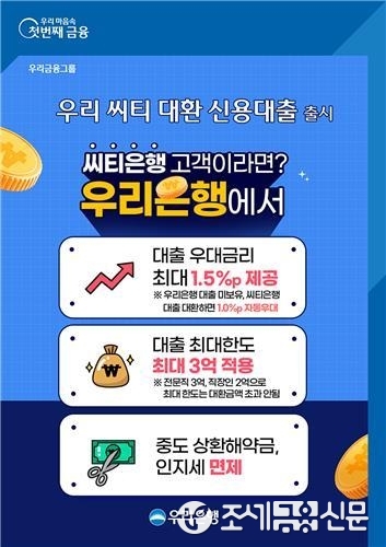 조세금융신문 - 우리은행, 씨티은행 신용대출 대환상품 출시…1.5%p 우대금리 혜택